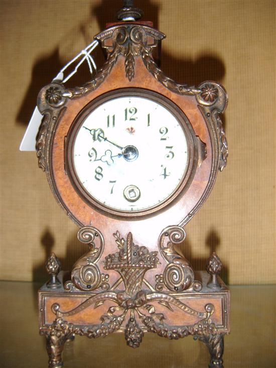 French walnut and gilt metal mantel timepiece